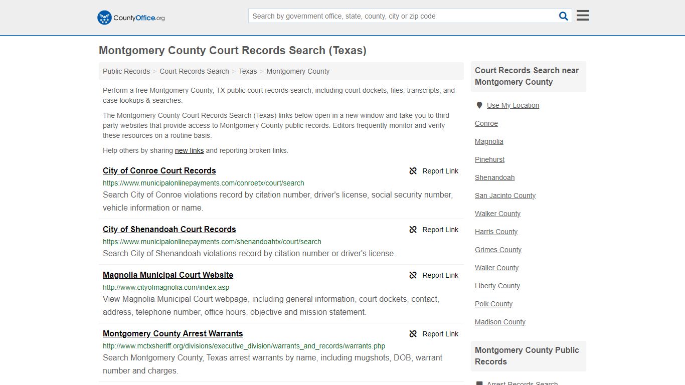 Montgomery County Court Records Search (Texas) - County Office